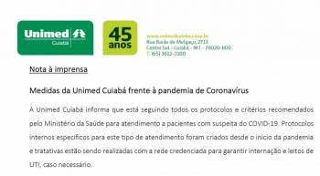 Medidas da Unimed Cuiabá frente ao Coronavírus