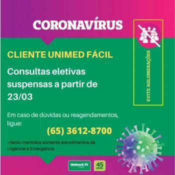 UNIMED FÁCIL: Atendimentos eletivos suspensos