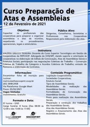Curso: ‘Preparação de Atas e Assembleias’