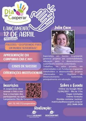 Lançamento do Dia de Cooperar   2021 em MT é nesta 2ª