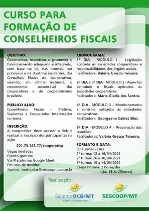 Sescoop/MT abre mais uma  turmas do curso de Conselheiro Fiscal