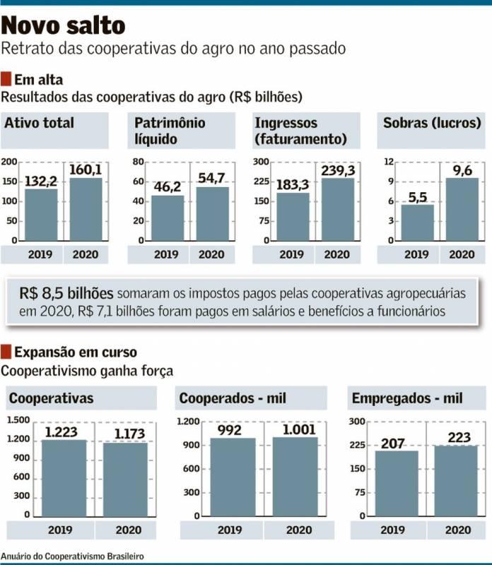 Em 2020, lucros de cooperativas do agro somaram quase R$ 10 bilhões