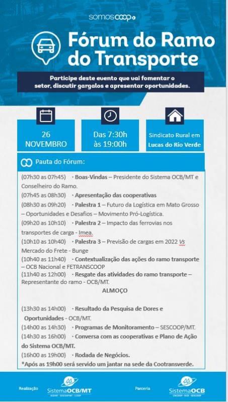 Fóruns das Cooperativas de Transporte de MT