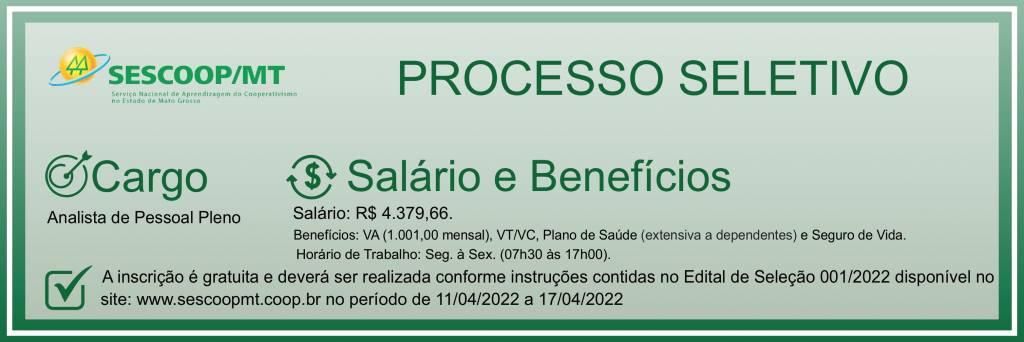 Sescoop/MT faz Processo Seletivo