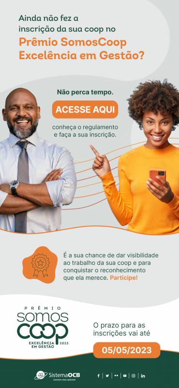 Prêmio SomosCoop: inscrições encerram dia 05/05